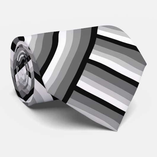 Moderne strepen in zwart, wit en grijs - koel stropdas (Opgerold)