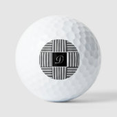 Moderne strepen in zwart, wit en grijs - Monogram Golfballen (Voorkant)