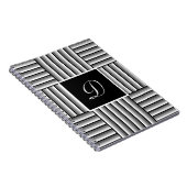 Moderne strepen in zwart, wit en grijs - Monogram Notitieboek (Rechterzijde)