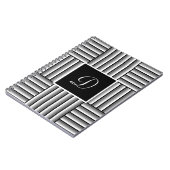 Moderne strepen in zwart, wit en grijs - Monogram Notitieboek (Linkerzijde)