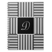 Moderne strepen in zwart, wit en grijs - Monogram Notitieboek (Voorkant)