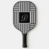 Moderne strepen in zwart, wit en grijs - Monogram Pickleball Paddle (Voorkant)