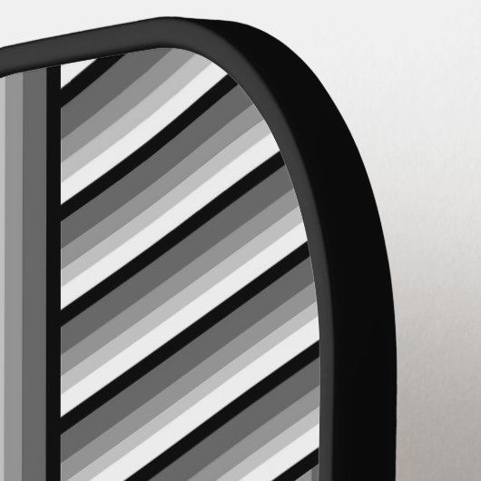 Moderne strepen in zwart, wit en grijs - Monogram Pickleball Paddle (Links Detail)