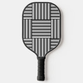 Moderne strepen in zwart, wit en grijs - Monogram Pickleball Paddle (Achterkant)
