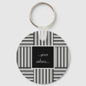 Moderne strepen in zwart, wit en grijs - Monogram Sleutelhanger (Achterkant)