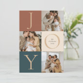 Moderne strepen JOY Neutrale vakantie foto Feestdagenkaart (Staand voorkant)