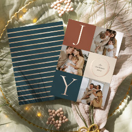 Moderne strepen JOY Neutrale vakantie foto Folie Feestdagenkaart