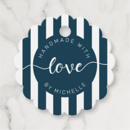 moderne strepen met handgemaakt van een liefdesmon bedankjes labels