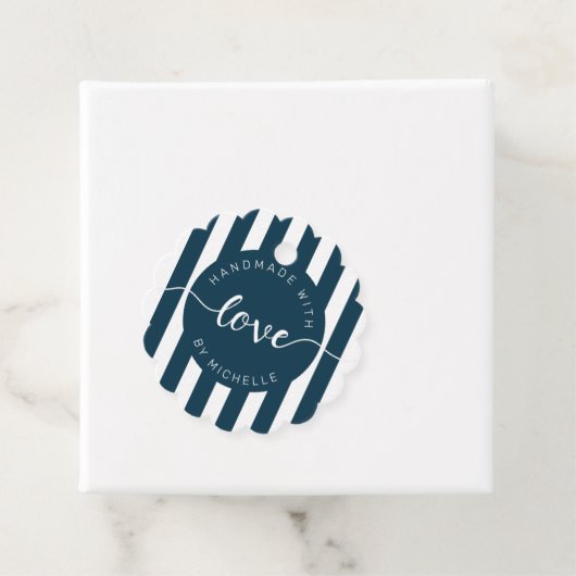 moderne strepen met handgemaakt van een liefdesmon bedankjes labels (In situ)