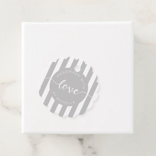 moderne strepen met handgemaakt van een liefdesmon bedankjes labels (In situ)