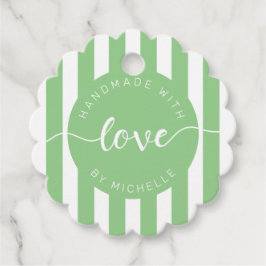 moderne strepen met handgemaakt van een liefdesmon bedankjes labels