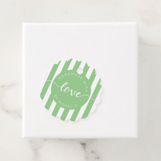 moderne strepen met handgemaakt van een liefdesmon bedankjes labels (In situ)