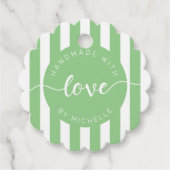 moderne strepen met handgemaakt van een liefdesmon bedankjes labels (Voorkant)