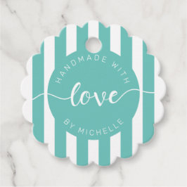 moderne strepen met handgemaakt van een liefdesmon bedankjes labels