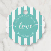 moderne strepen met handgemaakt van een liefdesmon bedankjes labels (Voorkant)