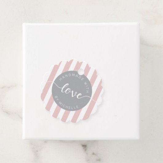 moderne strepen met handgemaakt van een liefdesmon bedankjes labels (In situ)