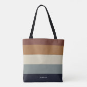 Moderne strepen met monogram aards tote bag (Achterkant)