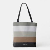 Moderne strepen met monogram aards tote bag (Achterkant)
