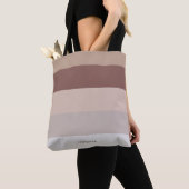 Moderne strepen met monogram beige mauve tote bag (Dichtbij)