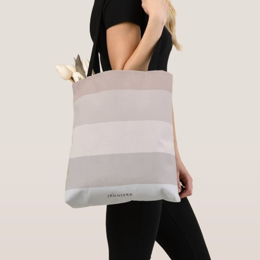 Moderne strepen met monogram pasta tote bag (Dichtbij)