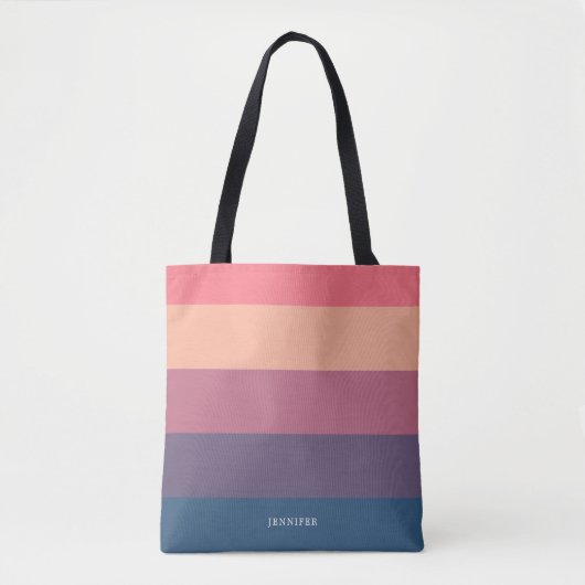Moderne Strepen met Monogram Tote Bag (Voorkant)
