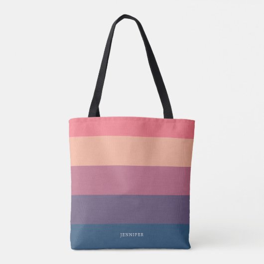 Moderne Strepen met Monogram Tote Bag (Achterkant)