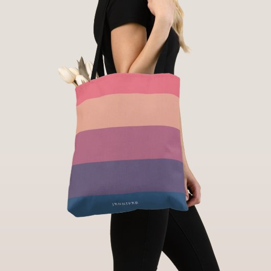 Moderne Strepen met Monogram Tote Bag (Dichtbij)