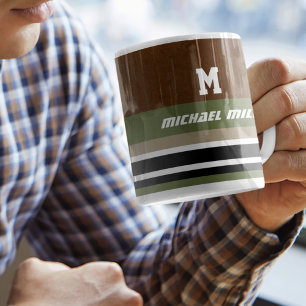 Moderne strepen met naam stijlvol mok