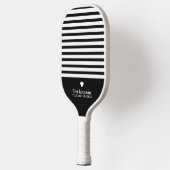 Moderne strepen met Upscale Heart Monogram Black Pickleball Paddle (Links)