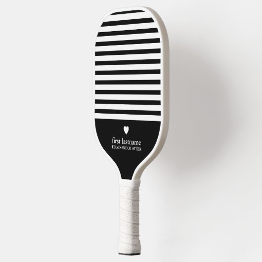Moderne strepen met Upscale Heart Monogram Black Pickleball Paddle (Links)