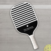 Moderne strepen met Upscale Heart Monogram Black Pickleball Paddle