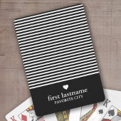 Moderne strepen met Upscale Heart Monogram Black Pokerkaarten