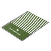 Moderne strepen met Upscale Heart Monogram groen Notitieboek (Linkerzijde)