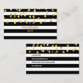 Moderne Strepen met Verspreide Gouden Harten Visitekaartje (Voorkant / Achterkant)