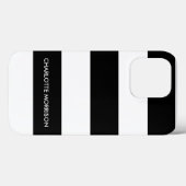 Moderne strepen naam monogram zwart-wit Case-Mate iPhone case (Achterkant (horizontaal))
