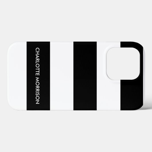 Moderne strepen naam monogram zwart-wit Case-Mate iPhone case (Achterkant (horizontaal))