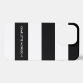 Moderne strepen naam monogram zwart-wit iPhone hoesje (Achterkant horizontaal)