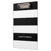 Moderne strepen naam monogram zwart-wit klembord (Links)