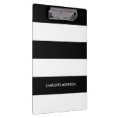 Moderne strepen naam monogram zwart-wit klembord (Rechts)