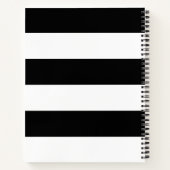 Moderne strepen naam monogram zwart-wit notitieboek (Achterkant)