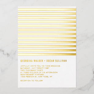 Moderne Strepen Patroon Minimalistische Trouwdag Folie Uitnodiging