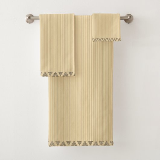 Moderne Strepen Perzik Goud Bad Handdoek (Insitu)