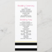 Moderne strepen roze bloemen bruiloft programma programmakaart (Achterkant)