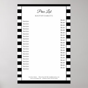 Moderne Strepen Salon Prijslijst Poster