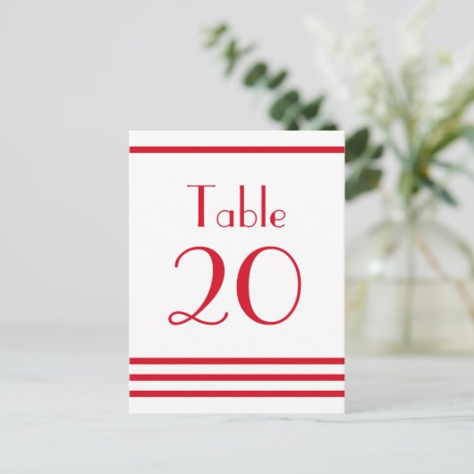Moderne strepen tafelnummers (rood) (Staand voorkant)