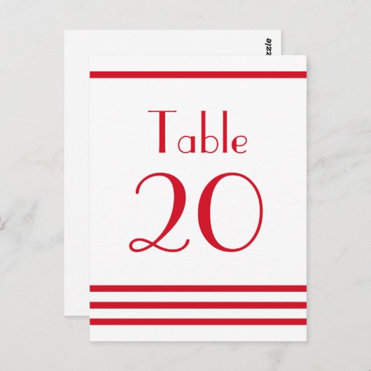 Moderne strepen tafelnummers (rood) (Voorkant / Achterkant)
