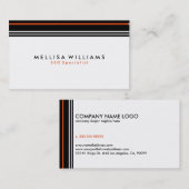 Moderne strepen voor zwart-wit en koraal op witte  visitekaartje (Voorkant / Achterkant)