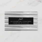 Moderne strepen voor zwart-wit penseel | Elegante  Visitekaartje (Voorkant)