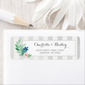 Moderne strepen & Waterverf Bloemen Pansy Etiket (Insitu)