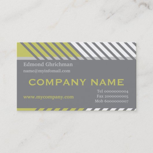 Moderne strepen, wit, olijf, grijs visitekaartje (Voorkant)